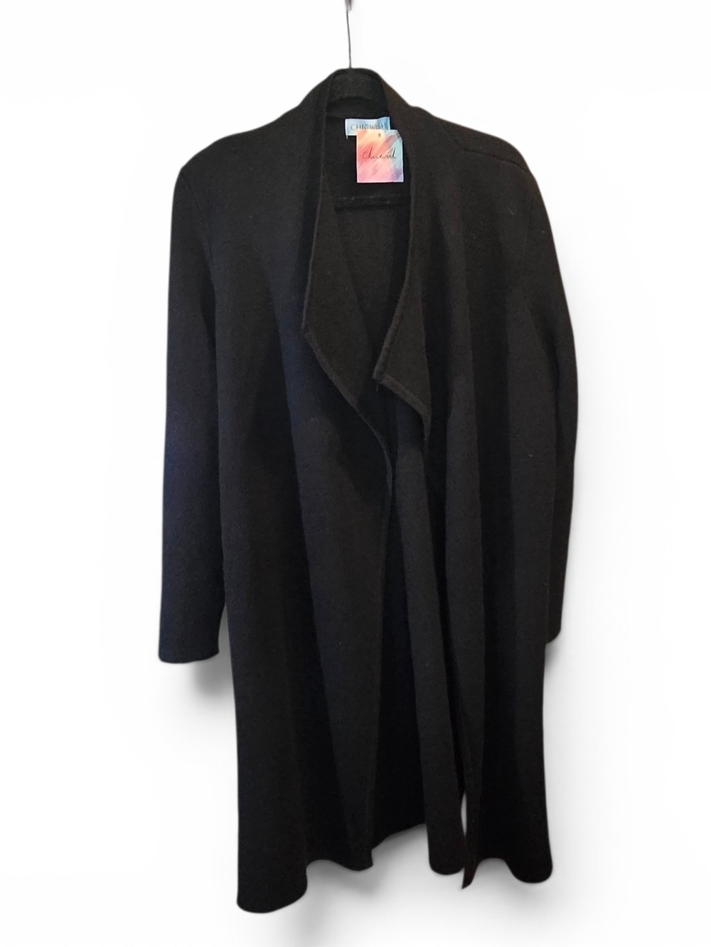 Chicwish Black Long Open-Front Cardigan